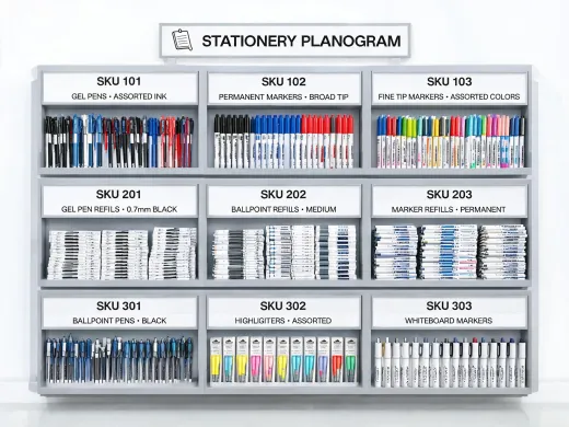 Retail stationery display planning