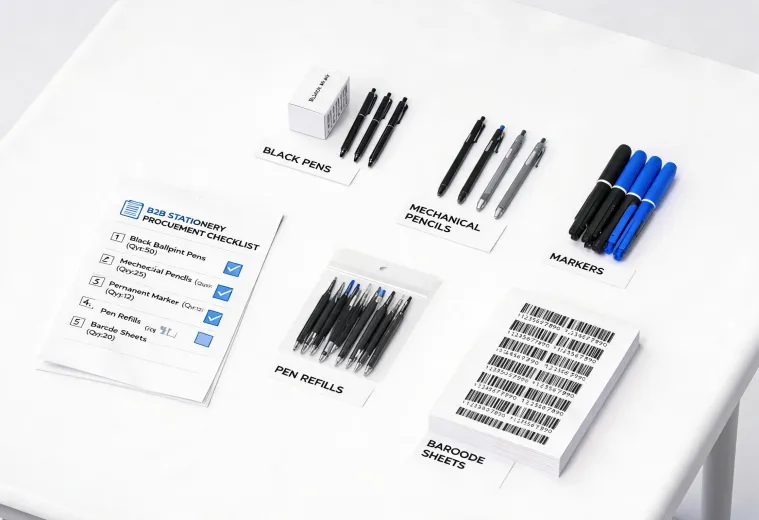 Stationery procurement workflow illustration