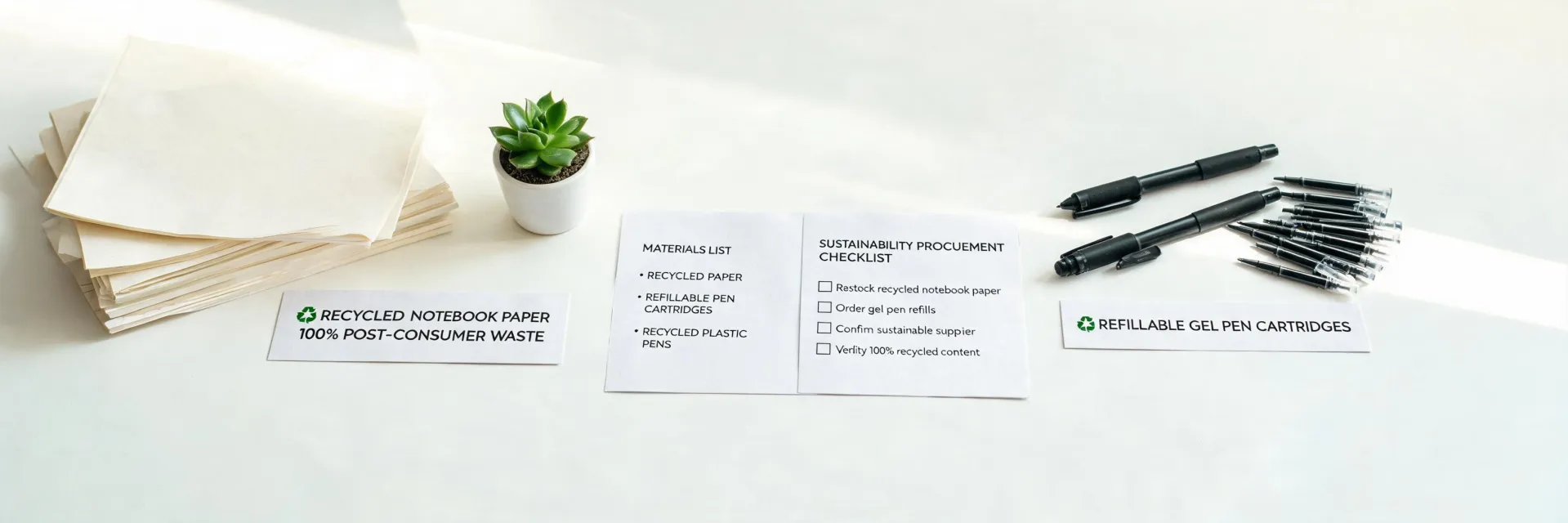 Refill and recycled stationery planning